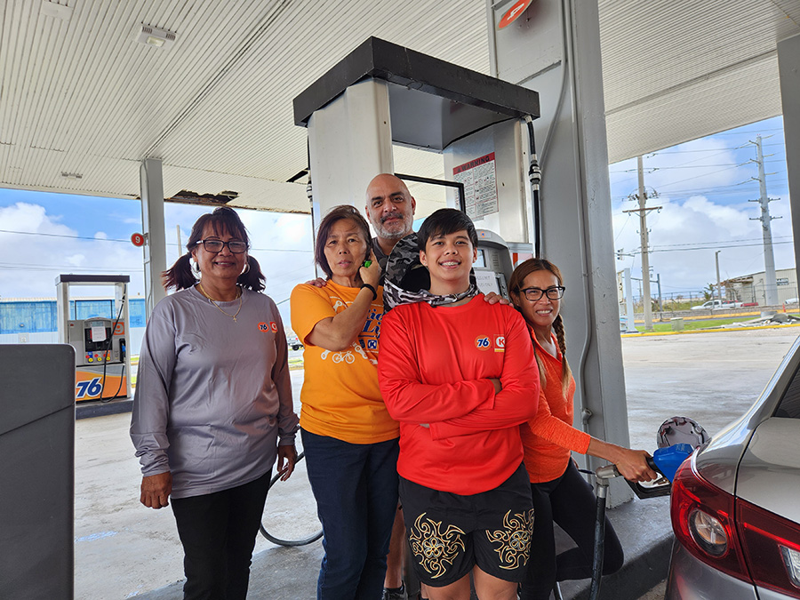 Michael Hernandez, vice president of operations, and Anna Gera Van-Seters, area manager for fleet cards and commercial fuels, both with South Pacific Petroleum Corp.; worked at the Ocean Vista Circle K after Typhoon Mawar. Photo by Maureen N. Maratita