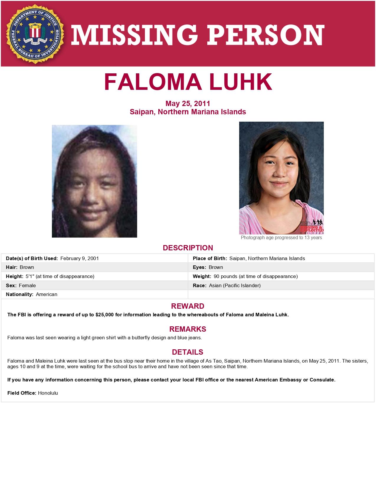 Federal officials review video claiming to show missing NMI sister, Faloma Luhk