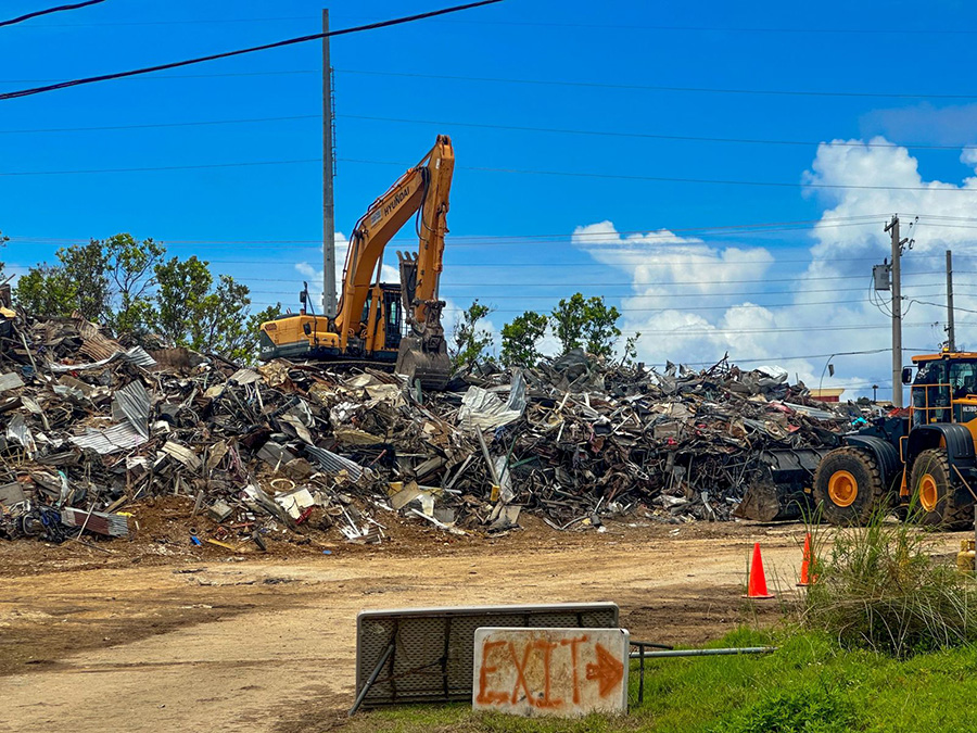 Heaps of typhoon trash at collection site