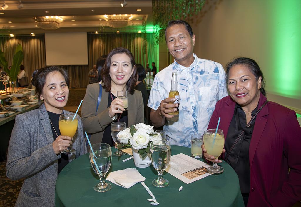 (From left) Abby Baldo, director of Operations, Bayview Hotel; Jinny Hwang, revenue director, Dusit Thani Guam Resort Cluster; Roy Taimangilo, enterprise sales, IT&amp;E; and Mary Rose Malabag, manager, Bayview Hotel.