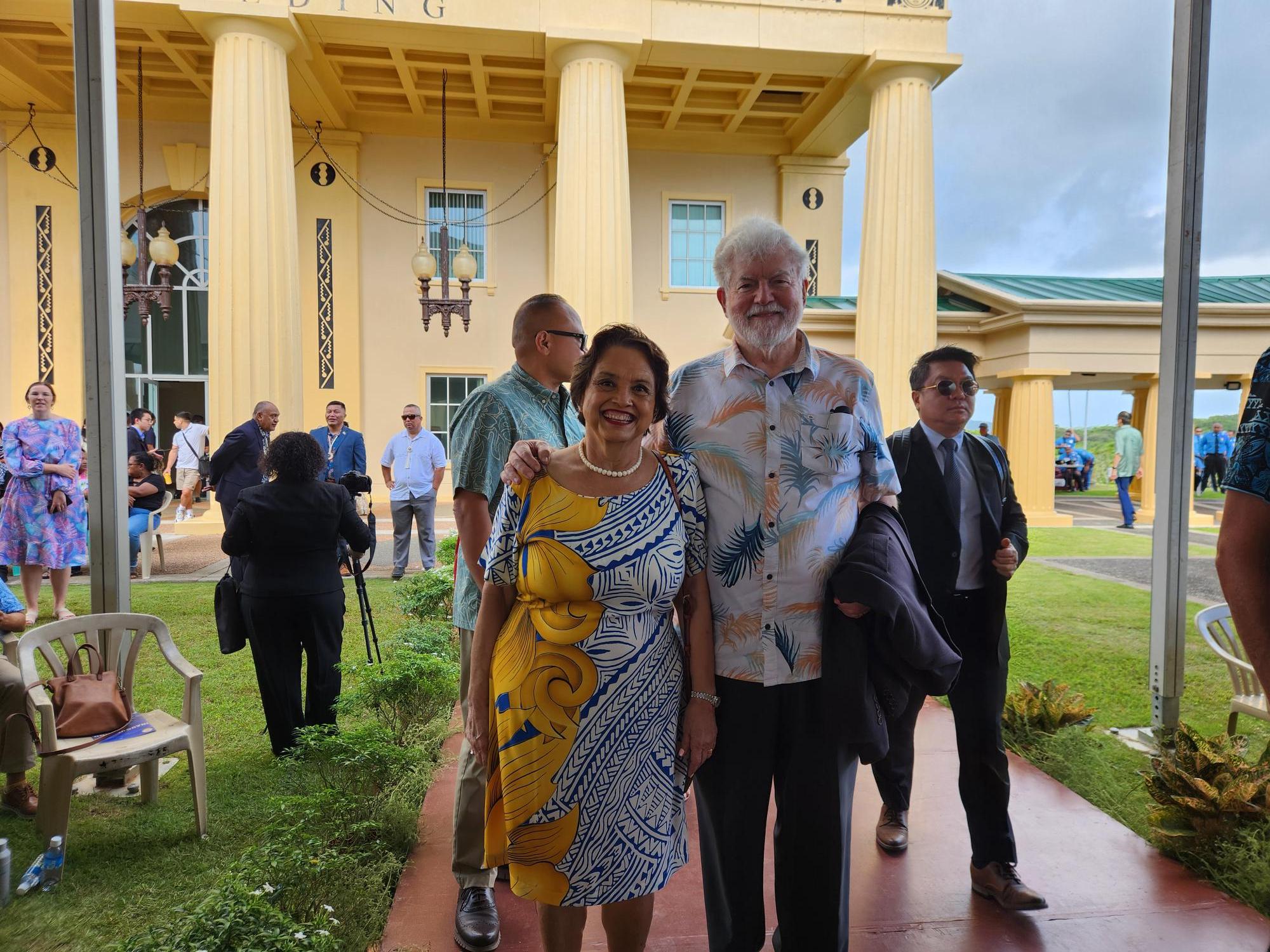 (From left) Gov. Lourdes A. Leon Guerrero, Guam; and First Gentleman, Jeffrey Cook, Guam. Photo by Maureen Maratita. 