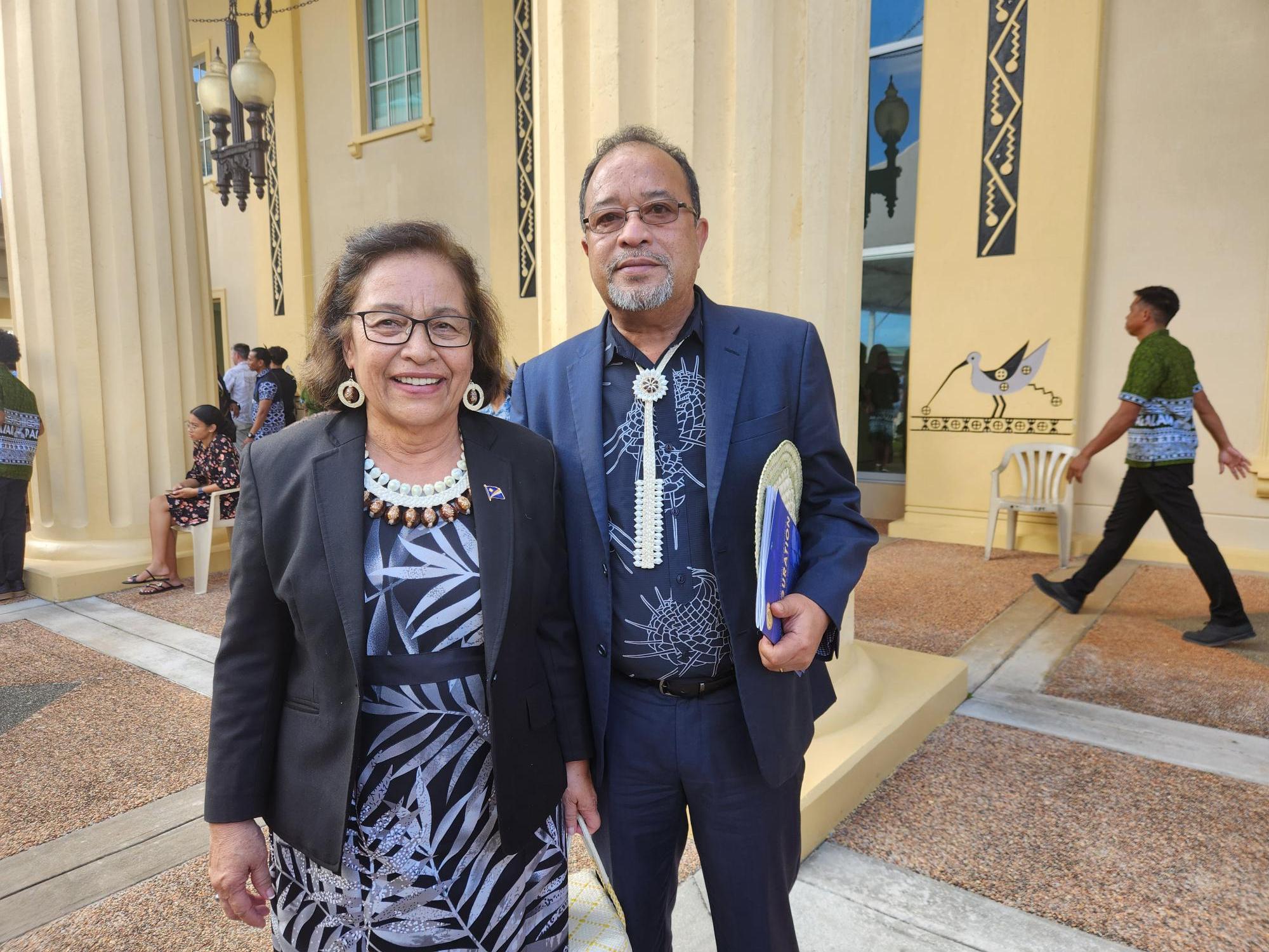 (From left) President Hilda Heine, Republic of the Marshall Islands; and First Gentleman, Thomas Kijiner Jr. Republic of the Marshall Islands. Photo by Maureen Maratita. 