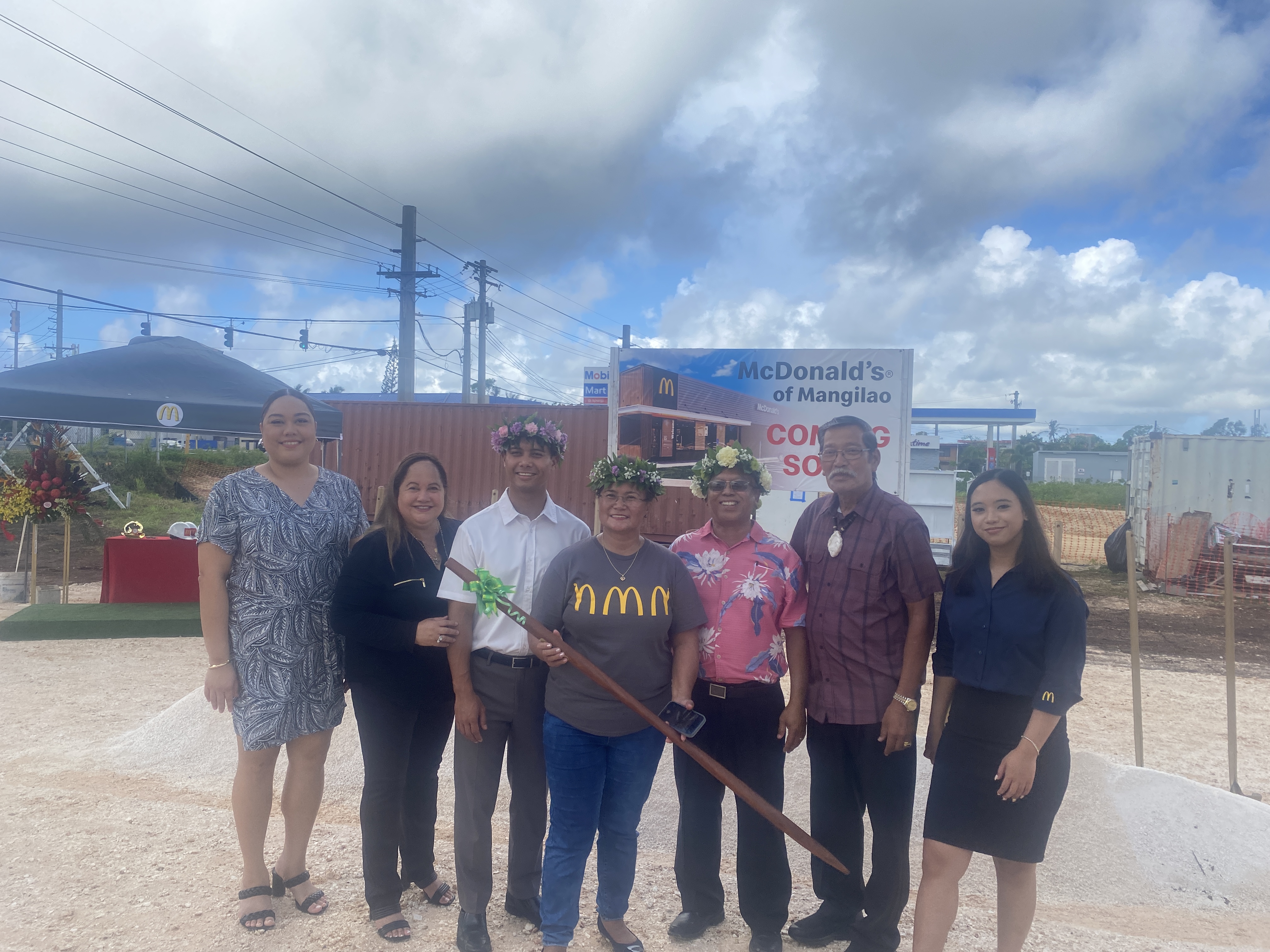 (From left) Sen. Amanda L. Shelton, 37th Guam Legislature; Sen. Tina Muña Barnes, vice speaker of the 37th Guam Legislature; Joe Ayuyu, vice president, McDonald’s of Guam &amp; Saipan and owner of Mcdonald’s of Yigo; Marcia Ayuyu, vice president and owner, McDonald’s Saipan; Jose Ayuyu, president and CEO, McDonald’s of Guam &amp; Saipan; Sen. Joe San Agustin, 37th Guam Legislature; Ashley Ayuyu, human resources director, McDonald’s of Guam &amp; Saipan. Photo by Khyomara Santana