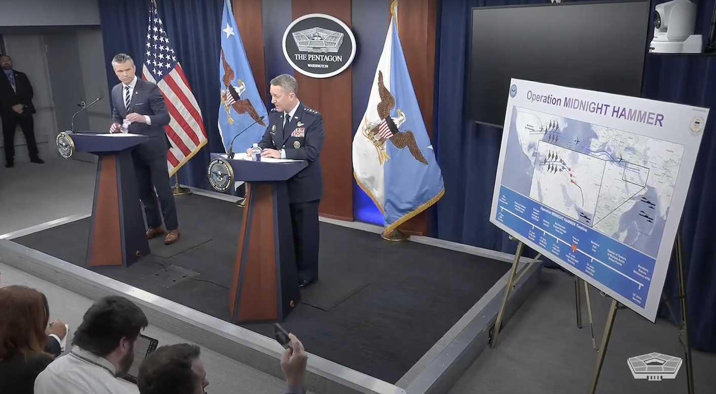 Secretary Hegseth and Gen. Caine discuss Operation Midnight Hammer with media