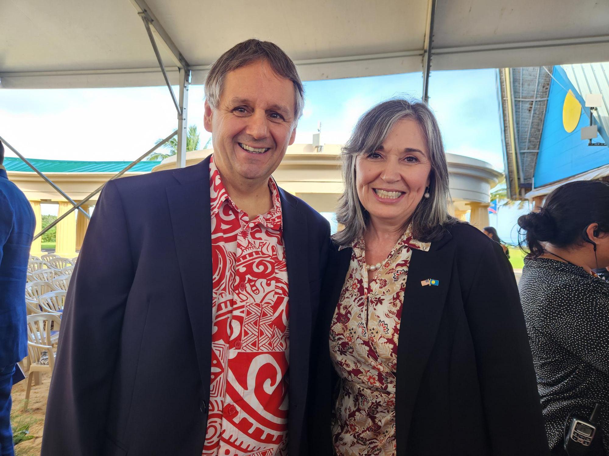 (From left) Joel Ehrendreich, Ambassador to Palau, United States; and Carmen G. Cantor, Assistant Secretary of the Interior for Insular Affairs, Office of Insular Affairs. Photo by Maureen Maratita. 